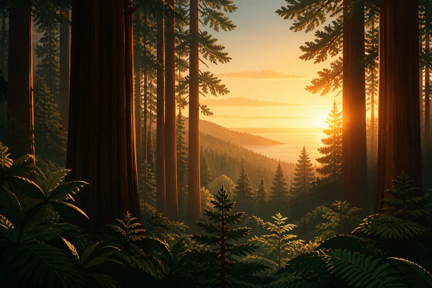 Abstrakte Redwood-Horizont-Illustration
